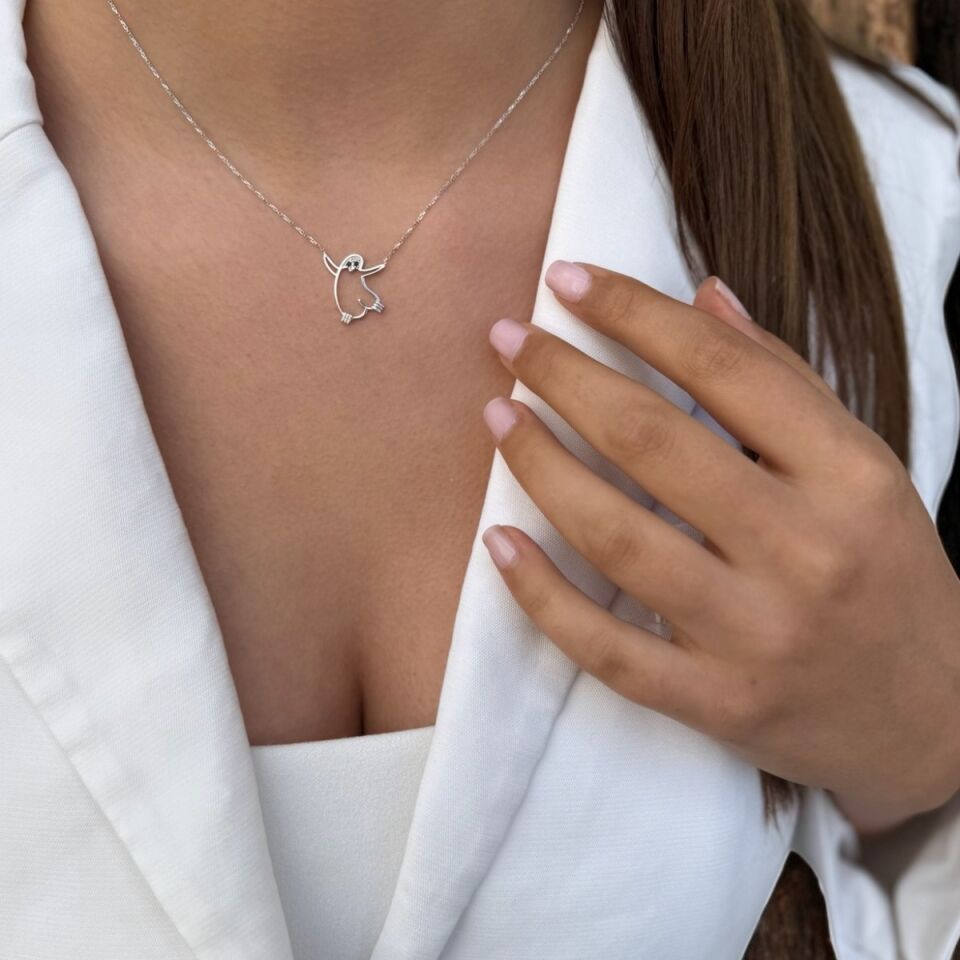 14 Ayar Beyaz Altın Hayalet Kolye