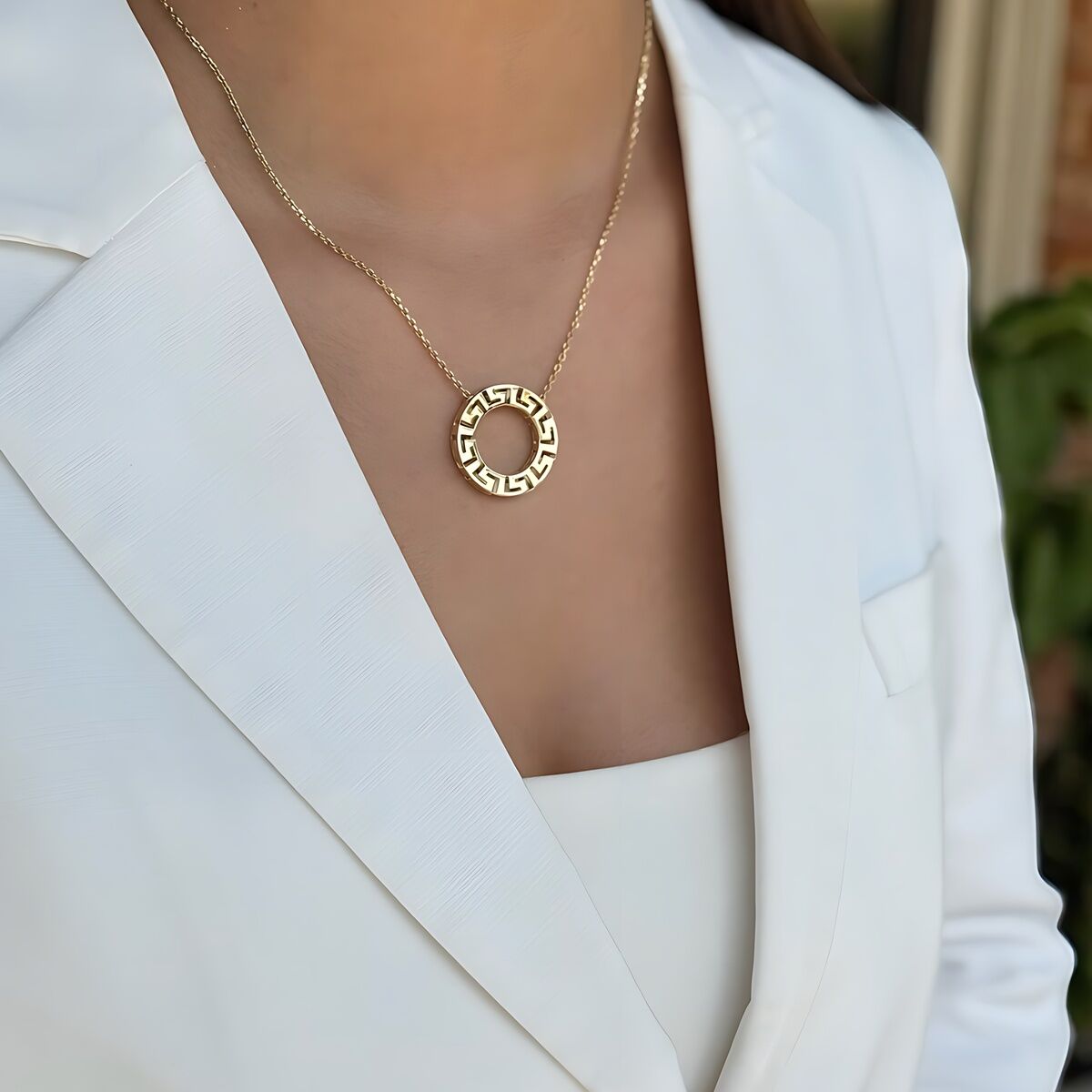 14 AYAR LABİRENT GREK DESEN ÖZEL TASARIM ALTIN KOLYE