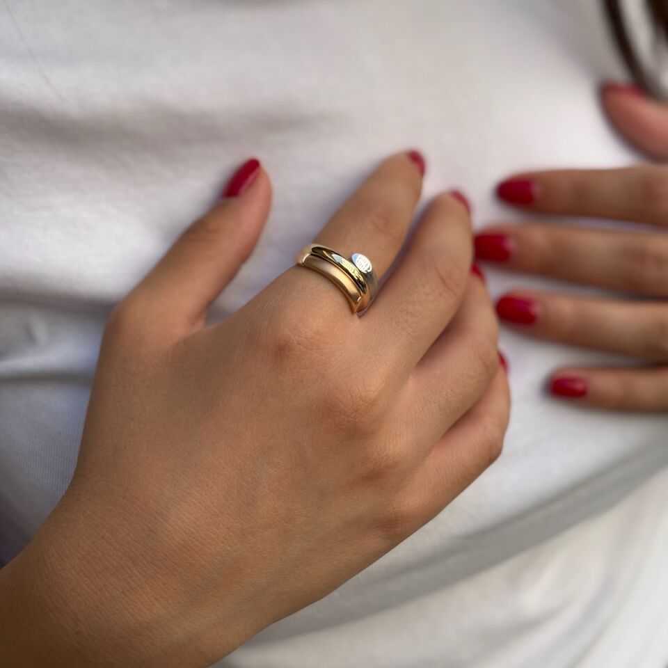 14 AYAR ÜÇ RENK TASARIM MODERN YÜZÜK