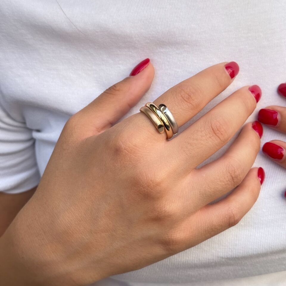 14 AYAR ÜÇ RENK TASARIM MODERN YÜZÜK