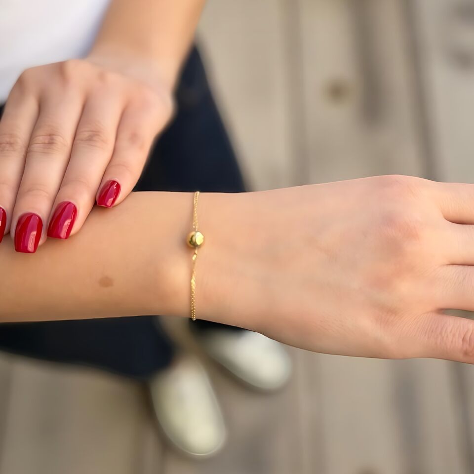 14 Ayar Top Altın Modern Bileklik
