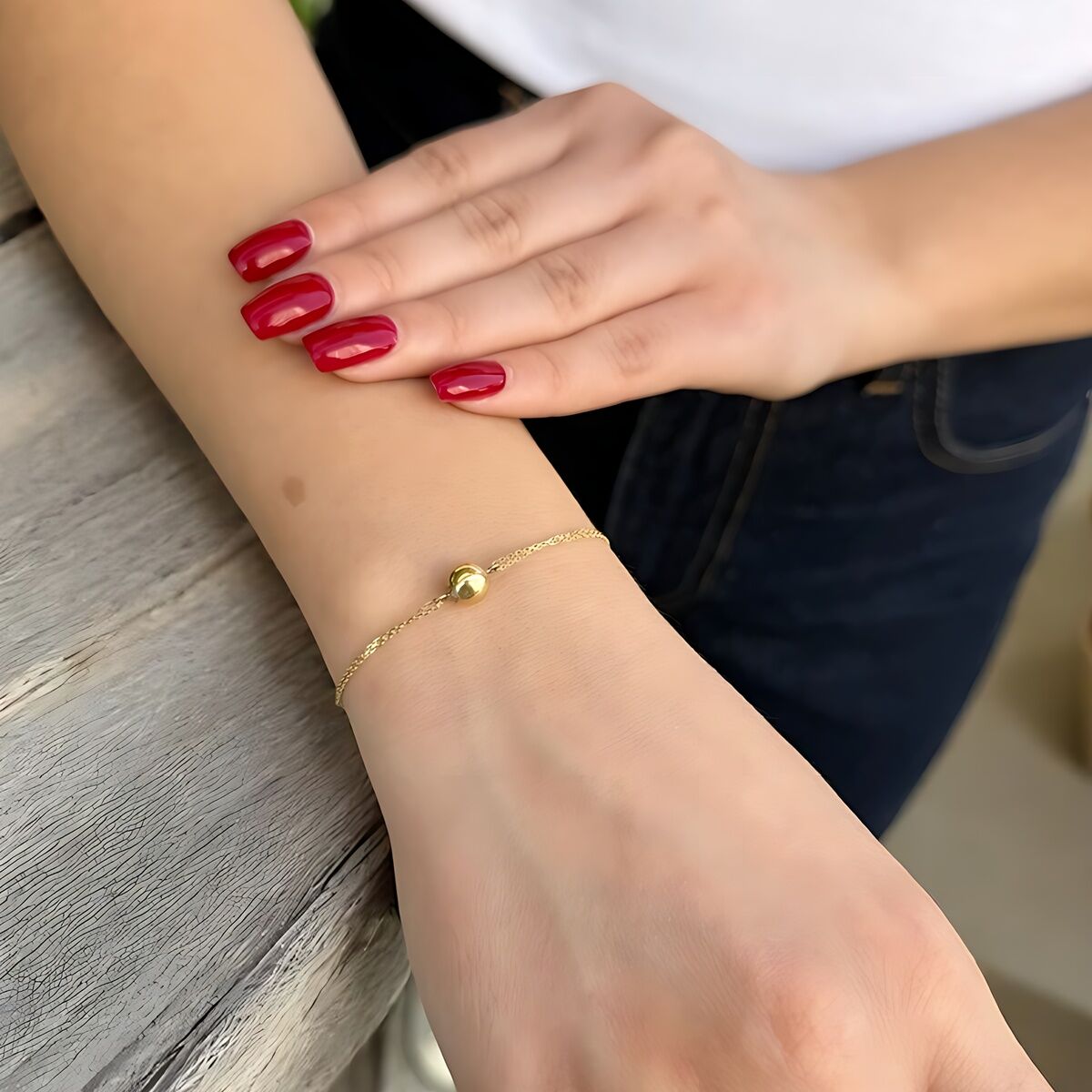 14 Ayar Top Altın Modern Bileklik