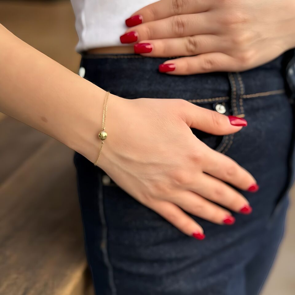 14 Ayar Top Altın Modern Bileklik