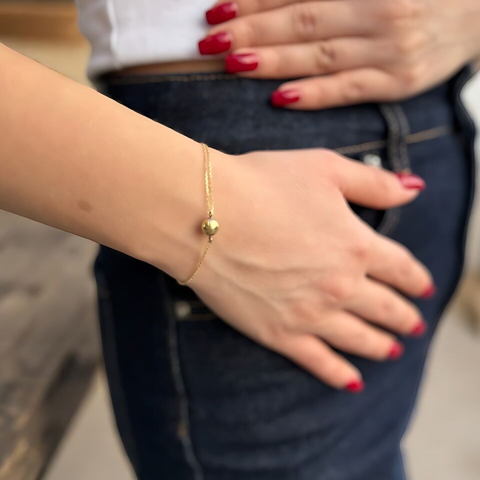 14 Ayar Top Altın Modern Bileklik