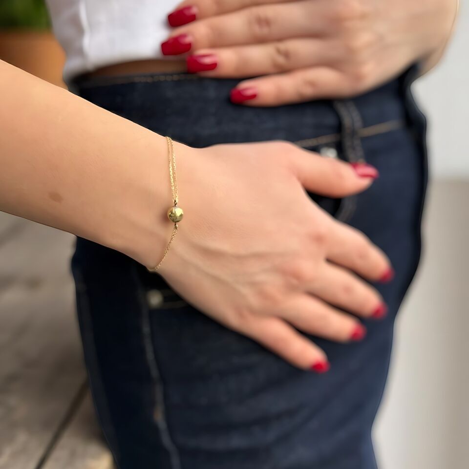 14 Ayar Top Altın Modern Bileklik