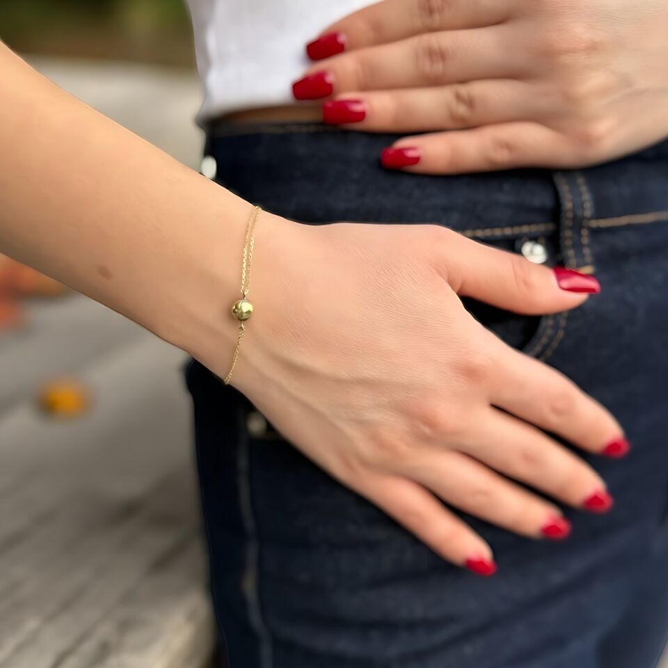 14 Ayar Top Altın Modern Bileklik