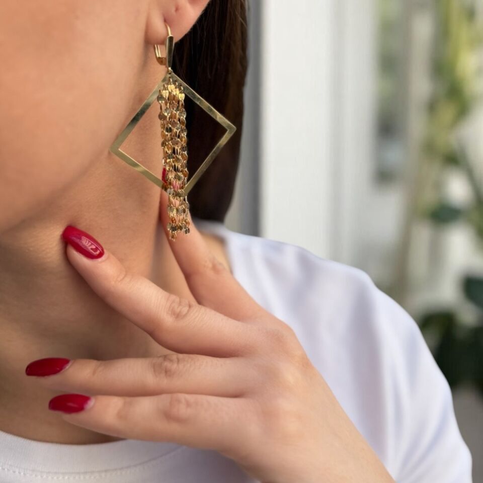 14 Ayar Fantazi Şık İtalyan Altın Küpe