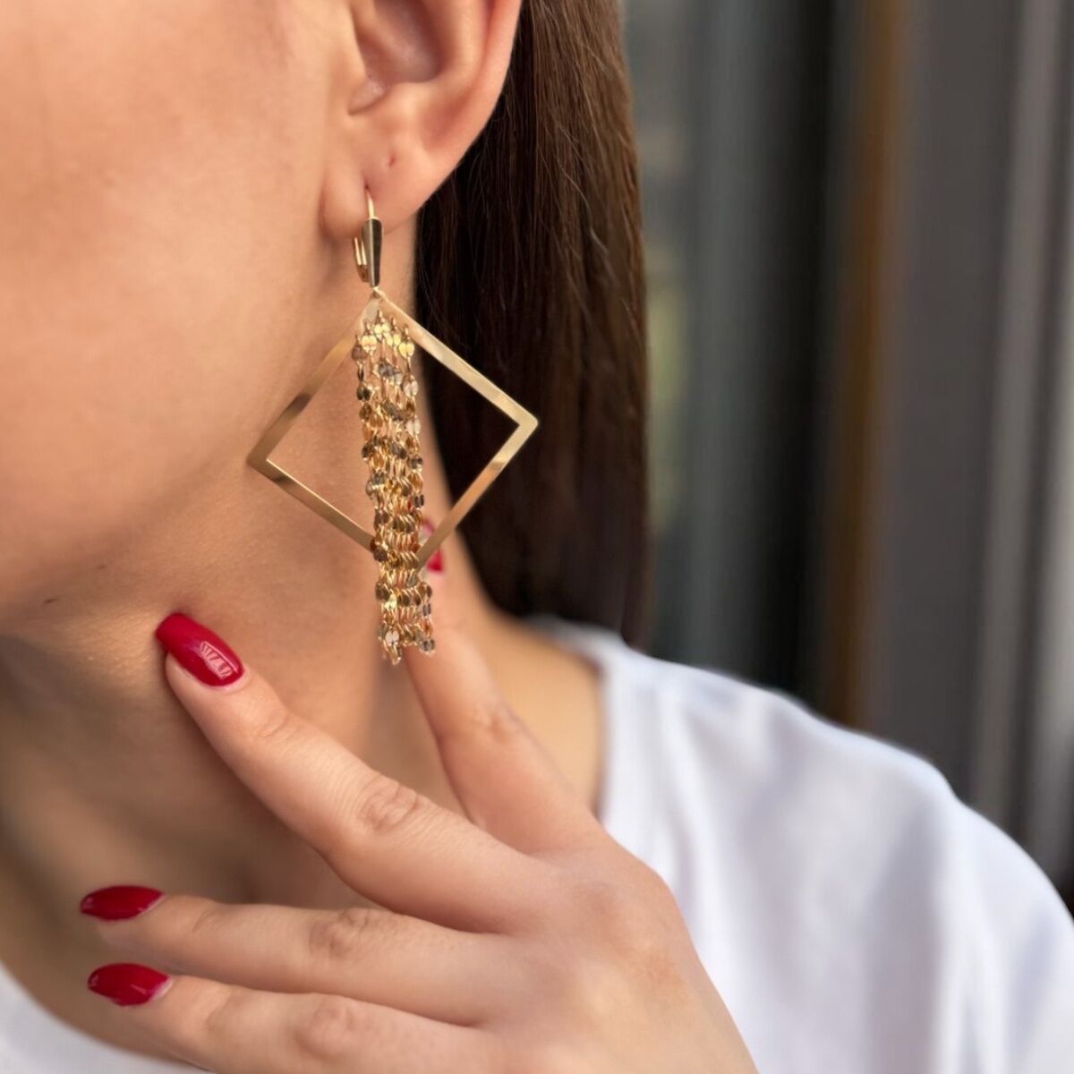 14 Ayar Fantazi Şık İtalyan Altın Küpe