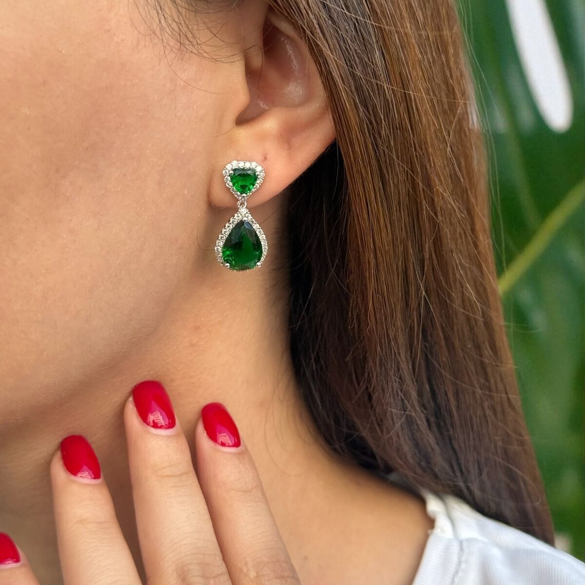 925 AYAR DAMLA YEŞİL TAŞLI KÜPE