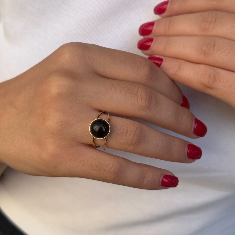 14 AYAR SİYAH ONİKS ALTIN YÜZÜK