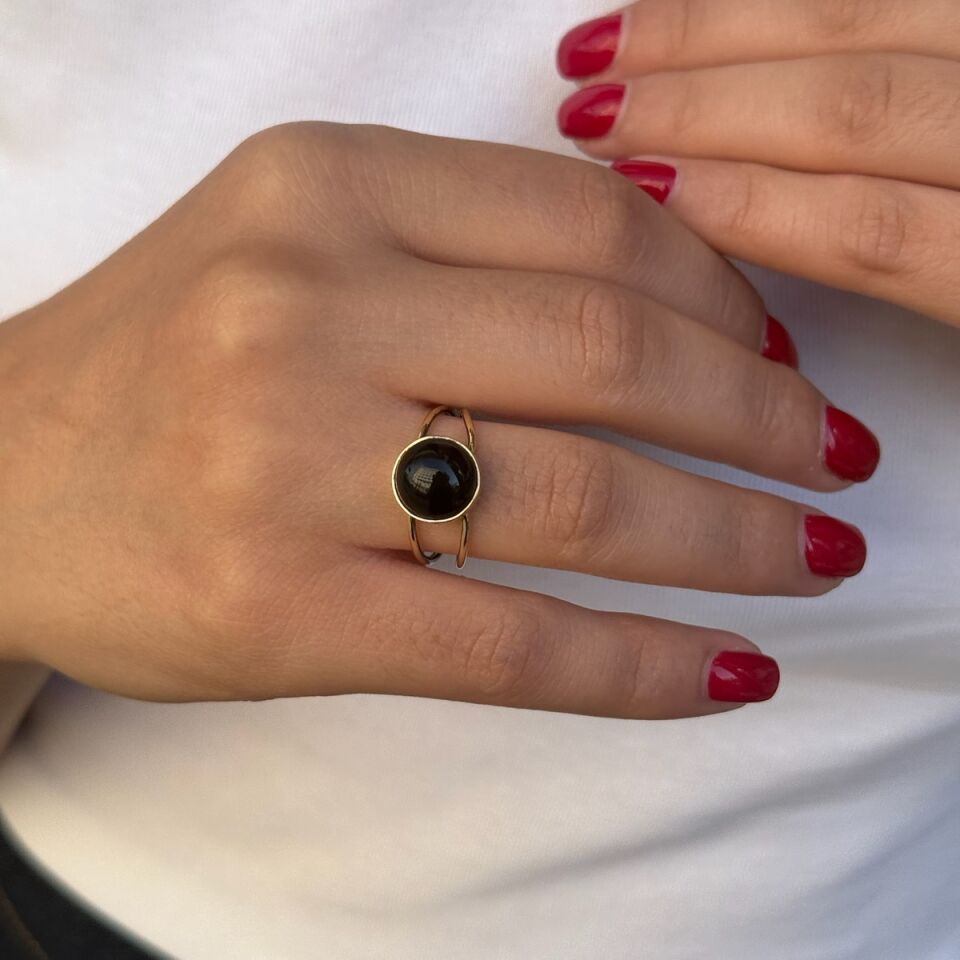 14 AYAR SİYAH ONİKS ALTIN YÜZÜK