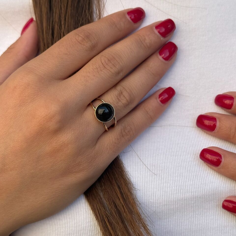 14 AYAR SİYAH ONİKS ALTIN YÜZÜK