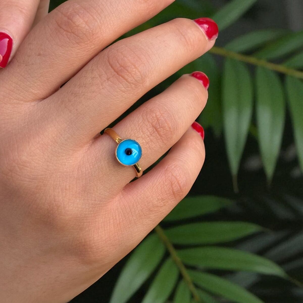 14 Ayar Nazar Boncuklu Altın Yüzük