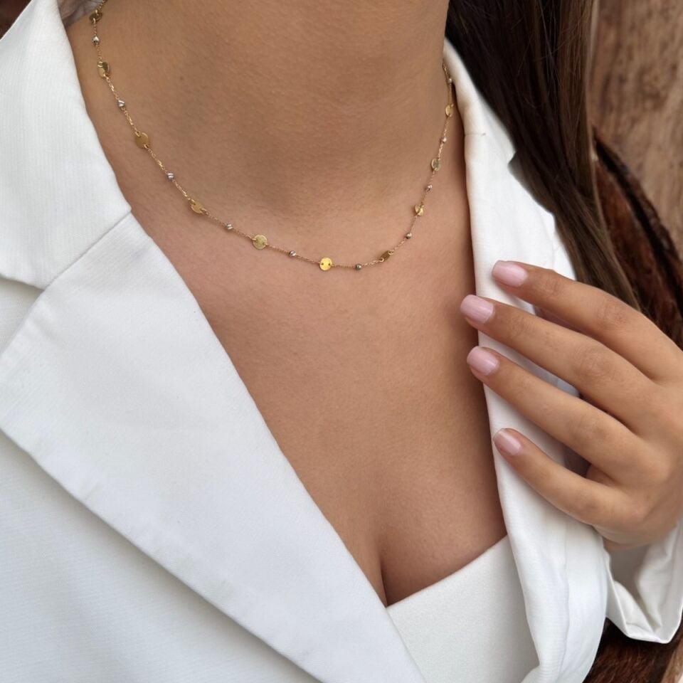 14 AYAR PULLU VE DORİKALI ALTIN KOLYE