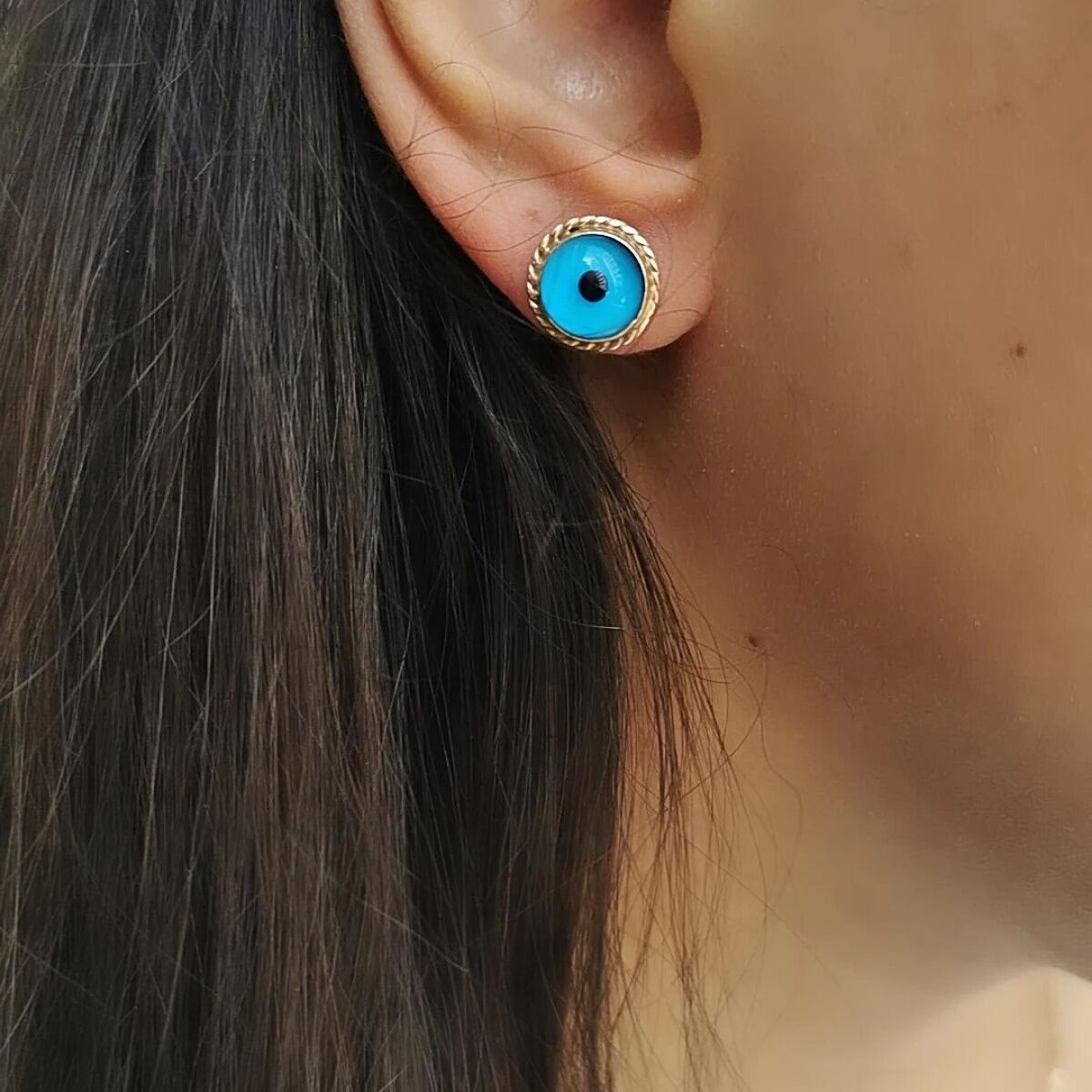 14 AYAR NAZAR BONCUKLU EL YAPIMI ALTIN KÜPE