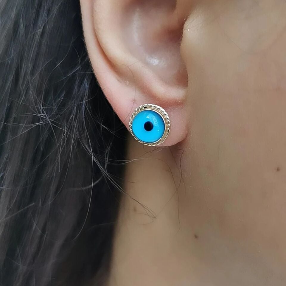 14 AYAR NAZAR BONCUKLU EL YAPIMI ALTIN KÜPE