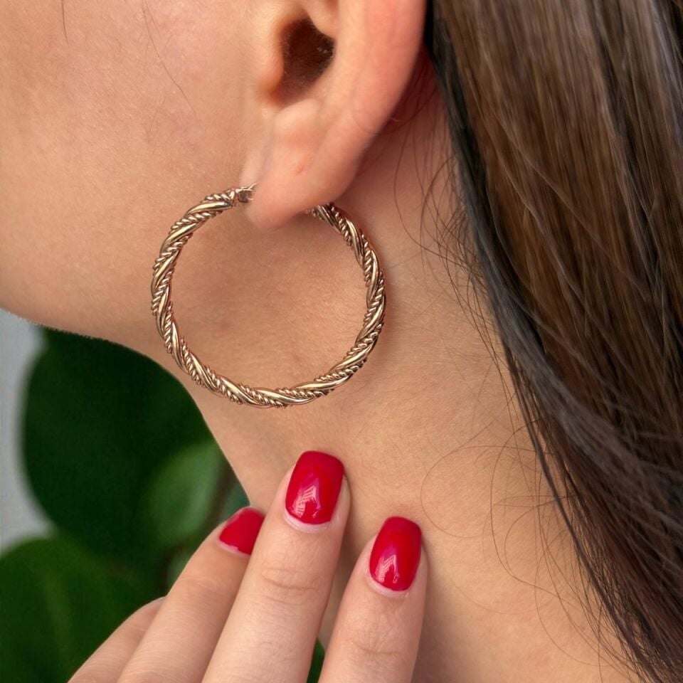 925 AYAR ROSE RENGİ HALKA KÜPE