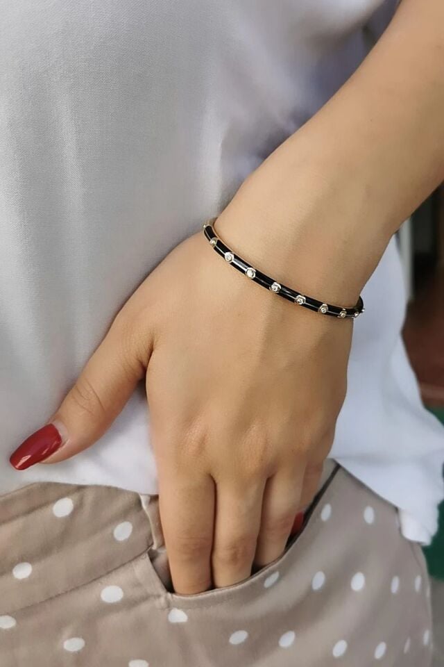 14 AYAR SİYAH MİNELİ İTALYAN BİLEZİK