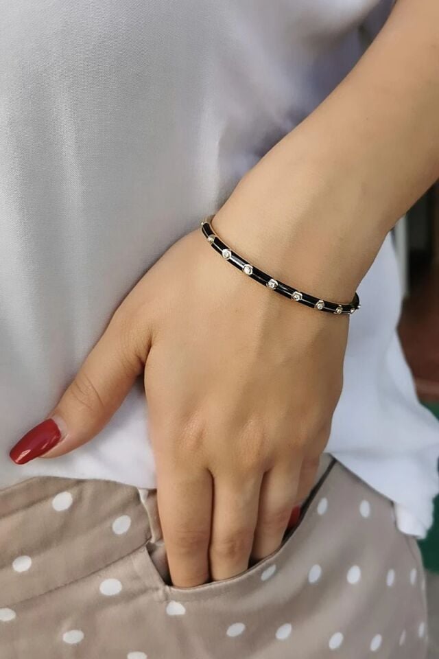 14 AYAR SİYAH MİNELİ İTALYAN BİLEZİK