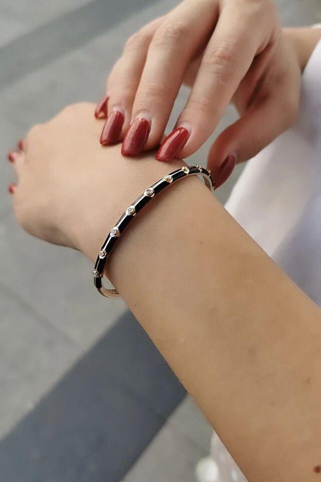 14 AYAR SİYAH MİNELİ İTALYAN BİLEZİK