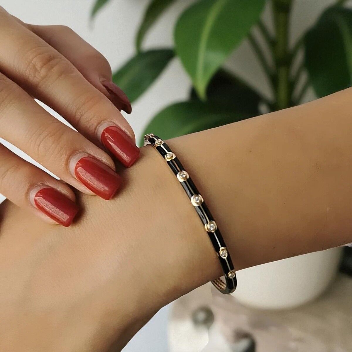 14 AYAR SİYAH MİNELİ İTALYAN BİLEZİK