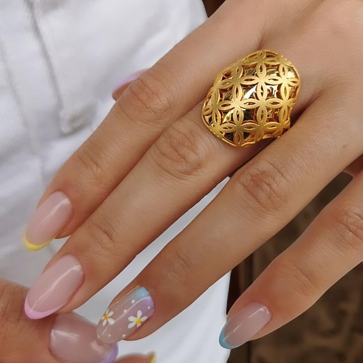 22 AYAR YAŞAM ÇİÇEĞİ FİGÜRLÜ İTALYAN MODEL ALTIN YÜZÜK