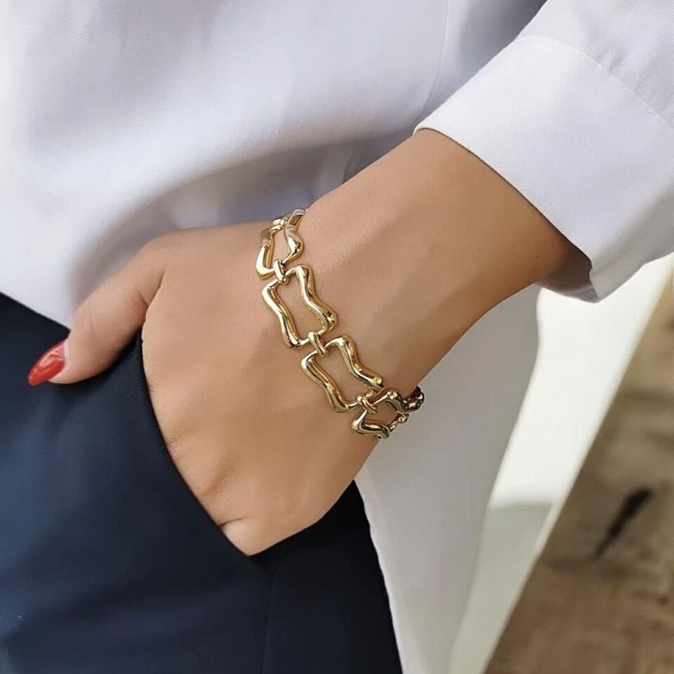 14 AYAR İTALYAN ÖZEL KİLİTLİ TASARIM ALTIN BİLEKLİK