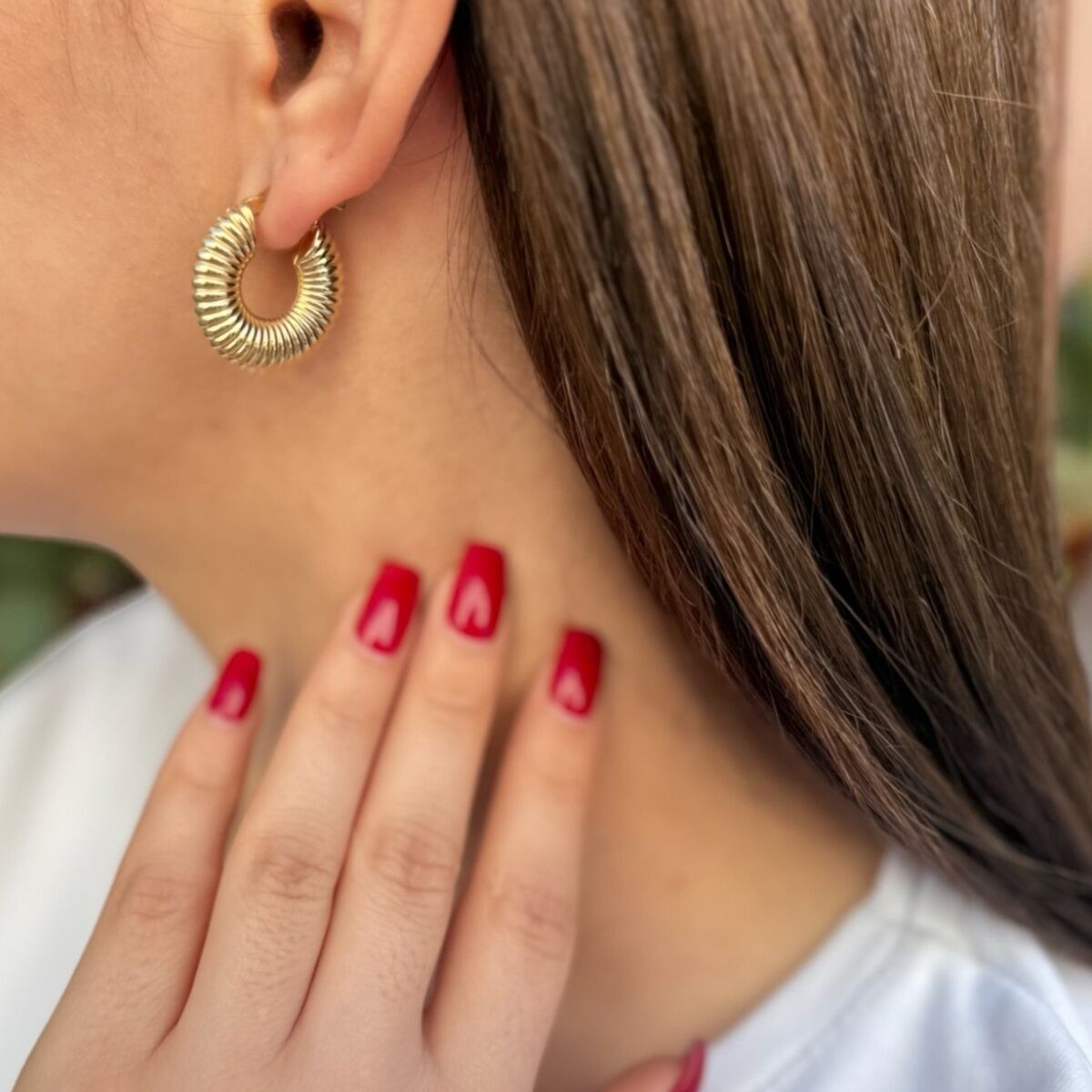 14 Ayar Bombe Istiridye Halka Küpe