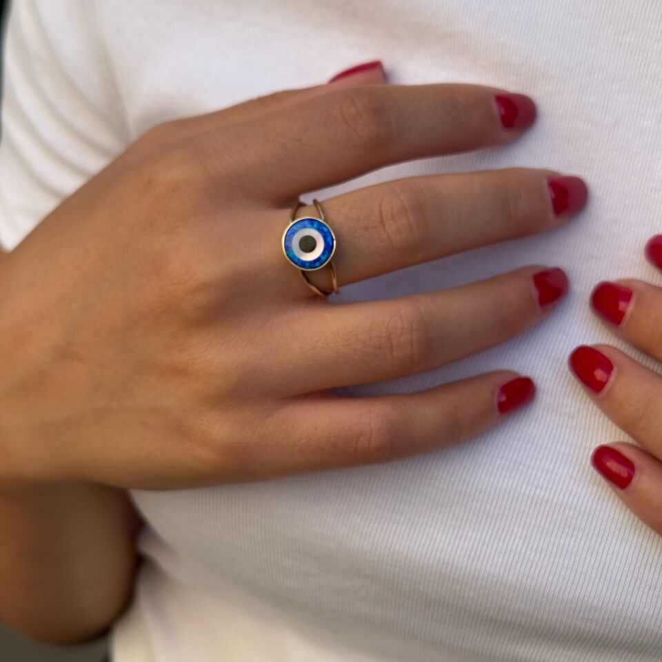 14 AYAR OPALİT NAZAR ALTIN YÜZÜK