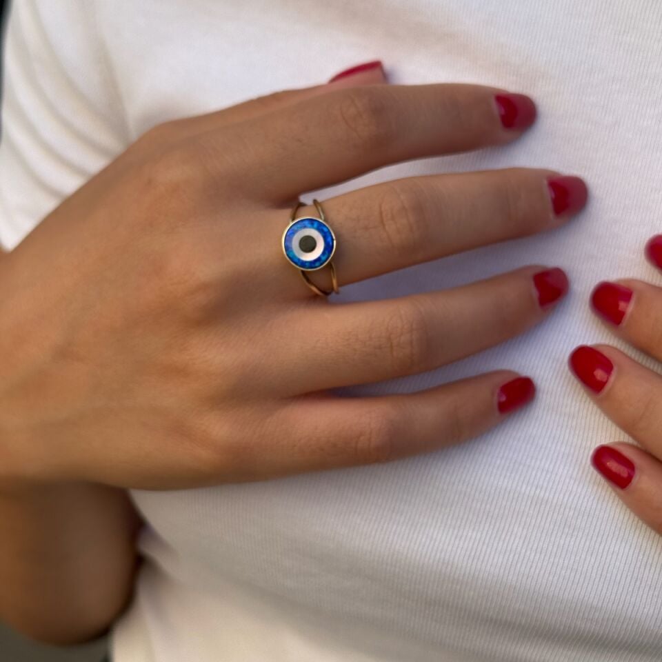 14 AYAR OPALİT NAZAR ALTIN YÜZÜK