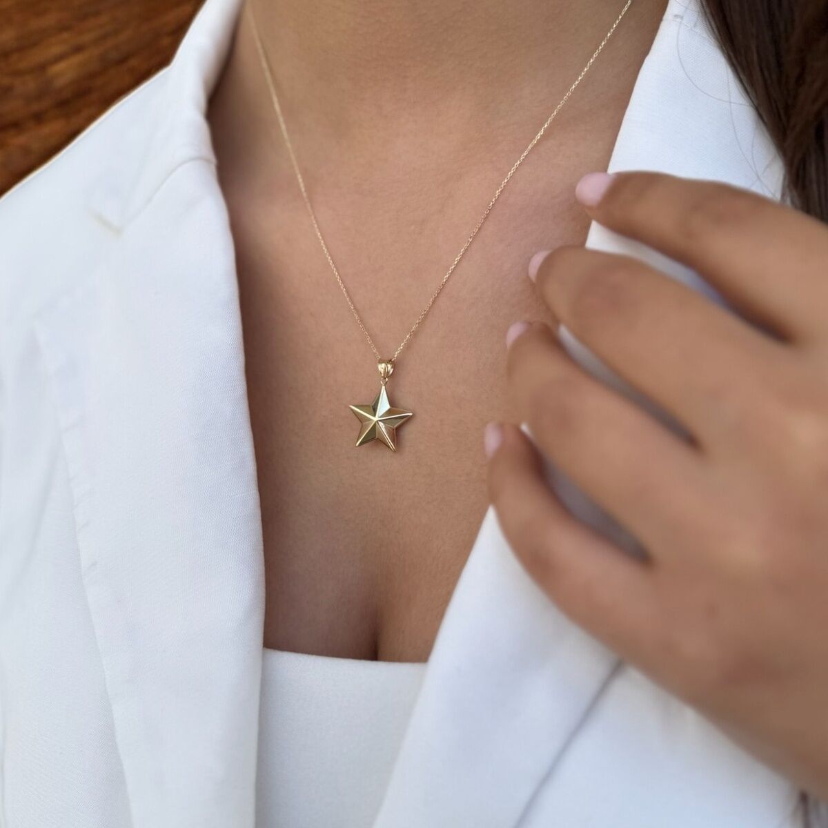 14 AYAR BOMBE YILDIZ UÇLU ALTIN KOLYE