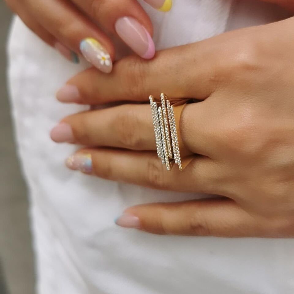 14 AYAR ZİKZAK MODEL ÖZEL TASARIM ALTIN YÜZÜK