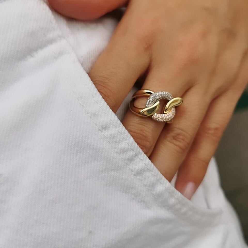 14 AYAR ÜÇ HALKA ÖZEL TASARIM ALTIN YÜZÜK