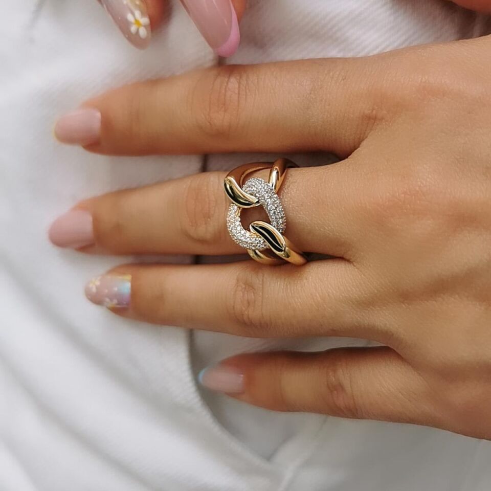 14 AYAR ÜÇ HALKA ÖZEL TASARIM ALTIN YÜZÜK