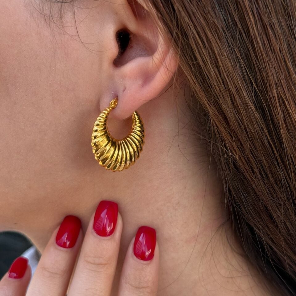 22 AYAR ÖZEL ÜRETİM MİDYE MODELİ HALKA ALTIN KÜPE