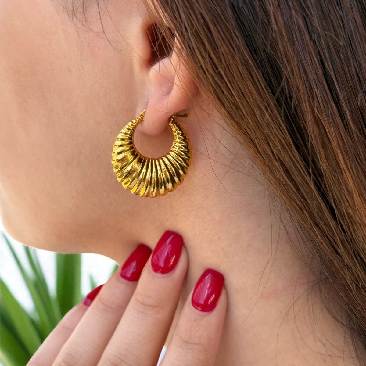 22 AYAR ÖZEL ÜRETİM MİDYE MODELİ HALKA ALTIN KÜPE