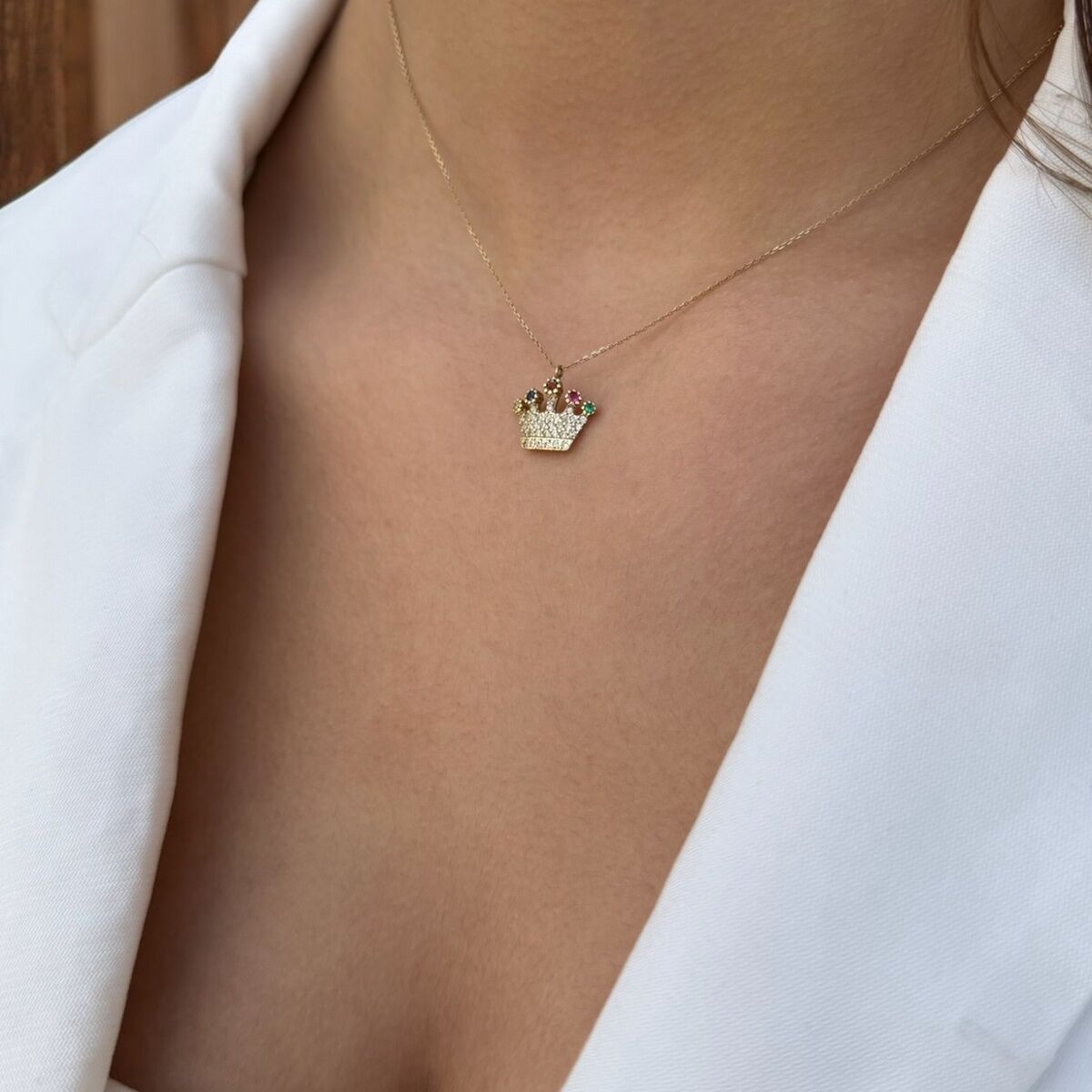 14 AYAR KRALİÇE TACI ALTIN KOLYE