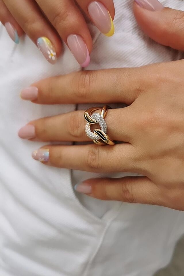 14 AYAR ÜÇ HALKA ÖZEL TASARIM ALTIN YÜZÜK 17