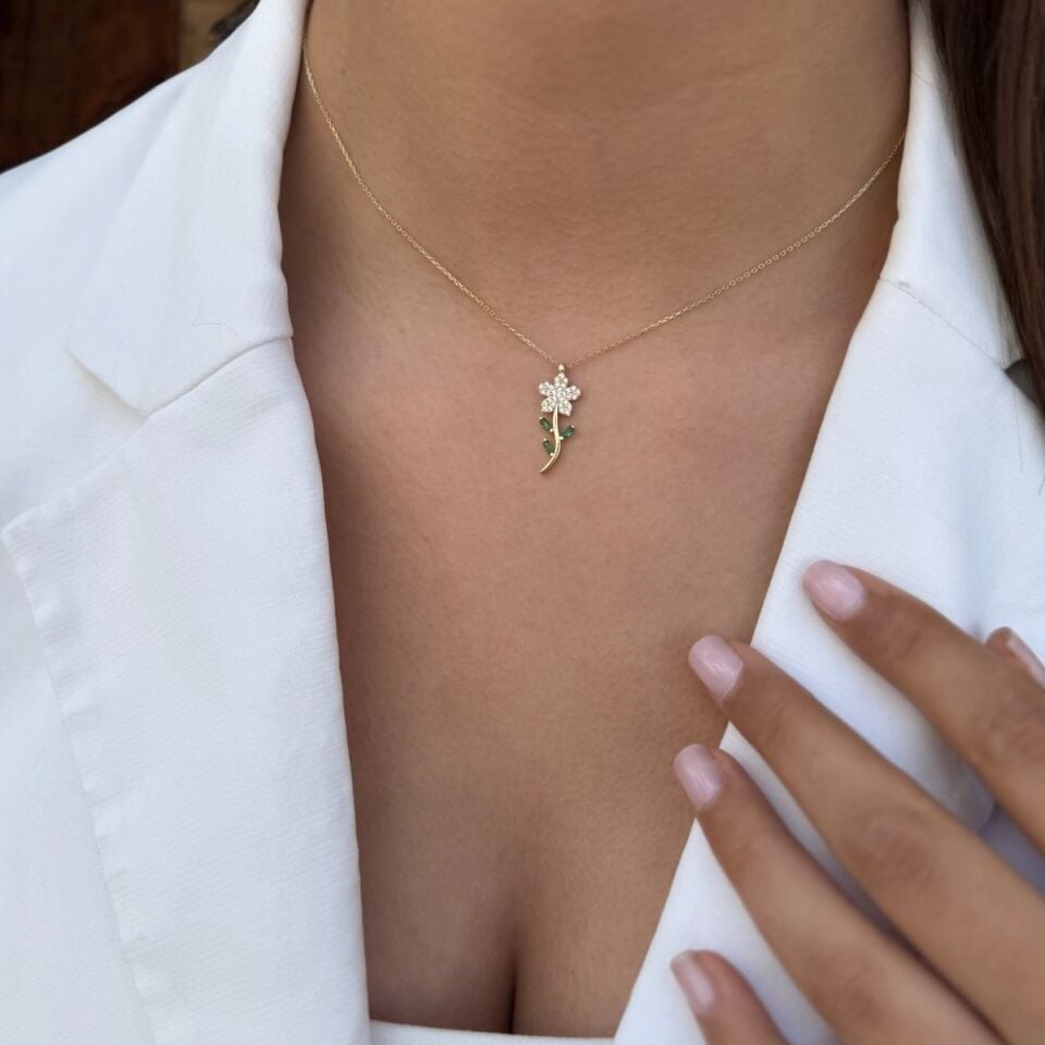 14 AYAR ÖZEL TASARIM ÇİÇEK KOLYE