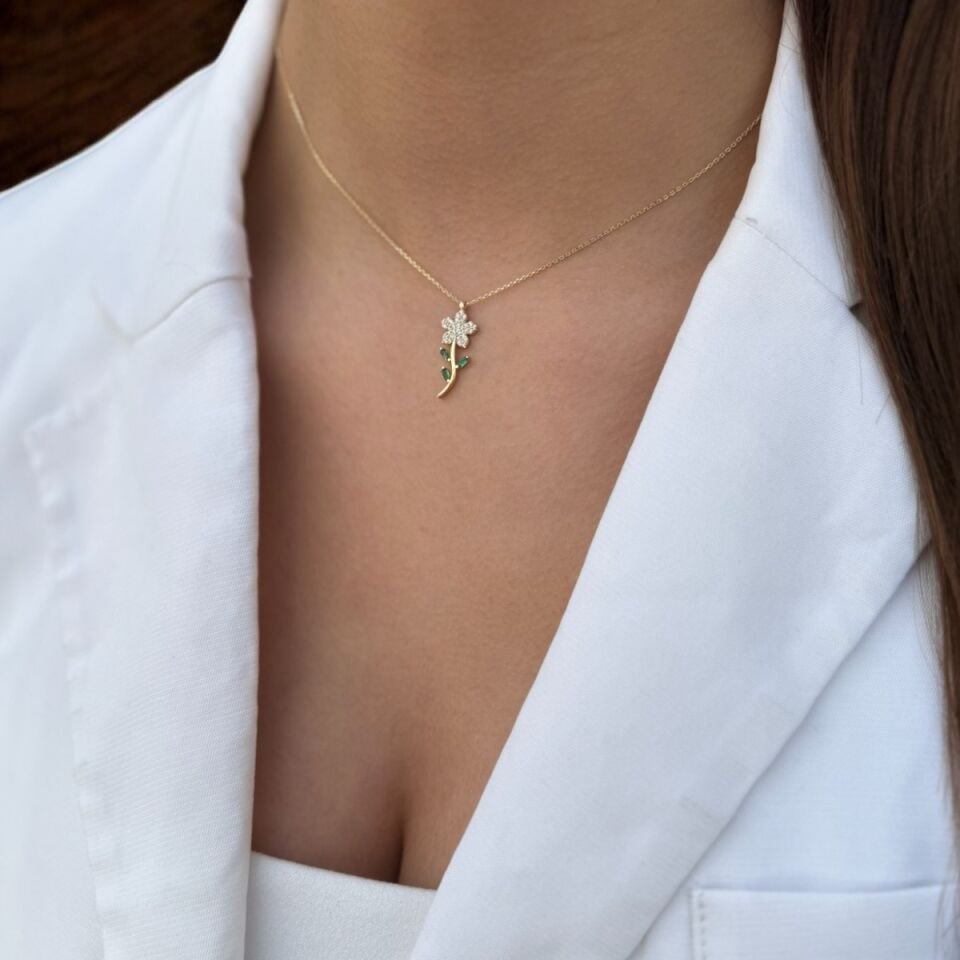 14 AYAR ÖZEL TASARIM ÇİÇEK KOLYE