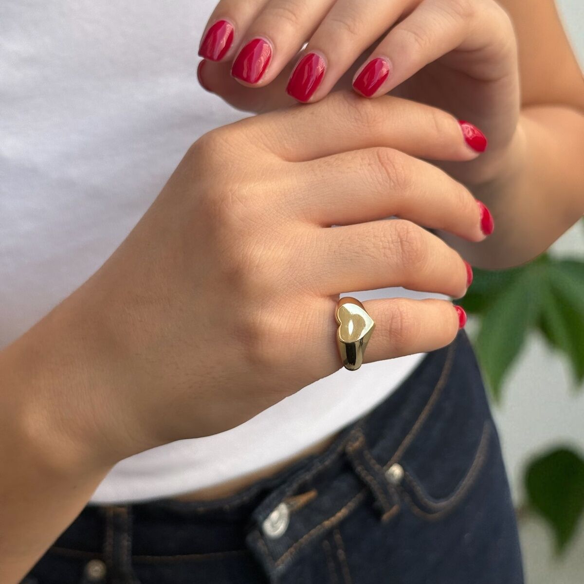 14 Ayar Kalp Şovalye Seçe Parmak Altın Yüzük