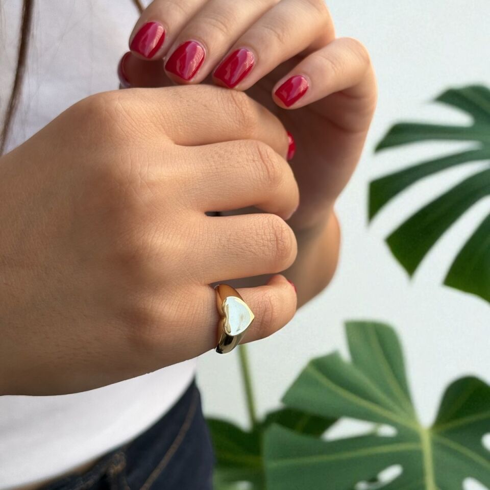 14 Ayar Kalp Şovalye Seçe Parmak Altın Yüzük