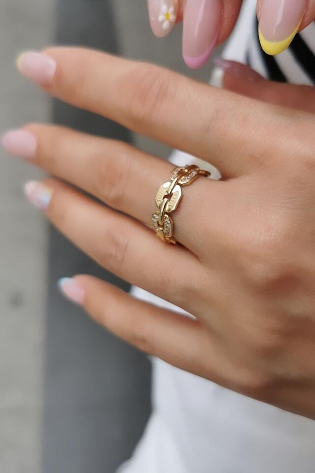 14 AYAR İTALYAN KARE ALTIN YÜZÜK 16