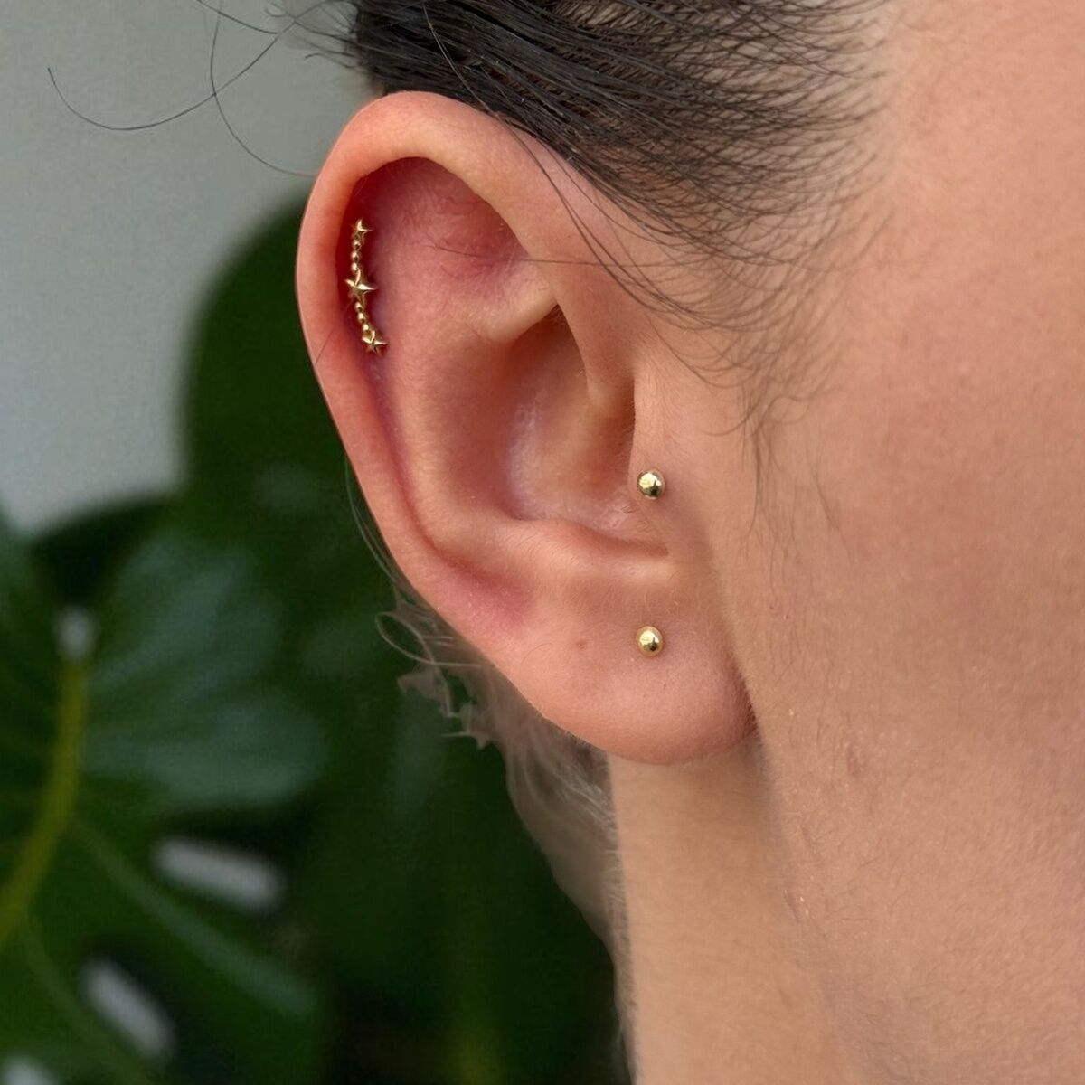 14 AYAR ÜÇ YILDIZ TRAGUS VE HELİX KÜPE