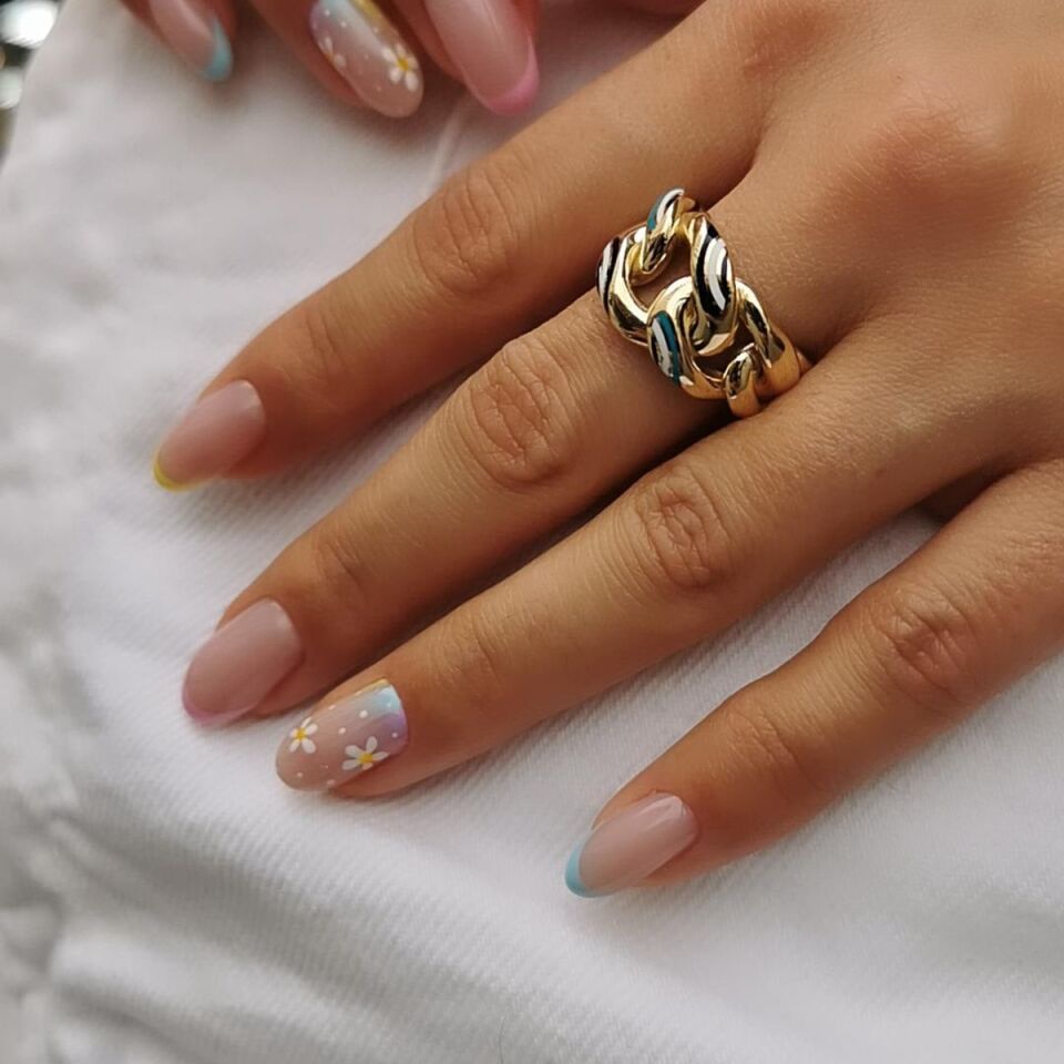 14 AYAR ÜSTÜ NAZAR MİNELİ HALKA HALKA ALTIN YÜZÜK