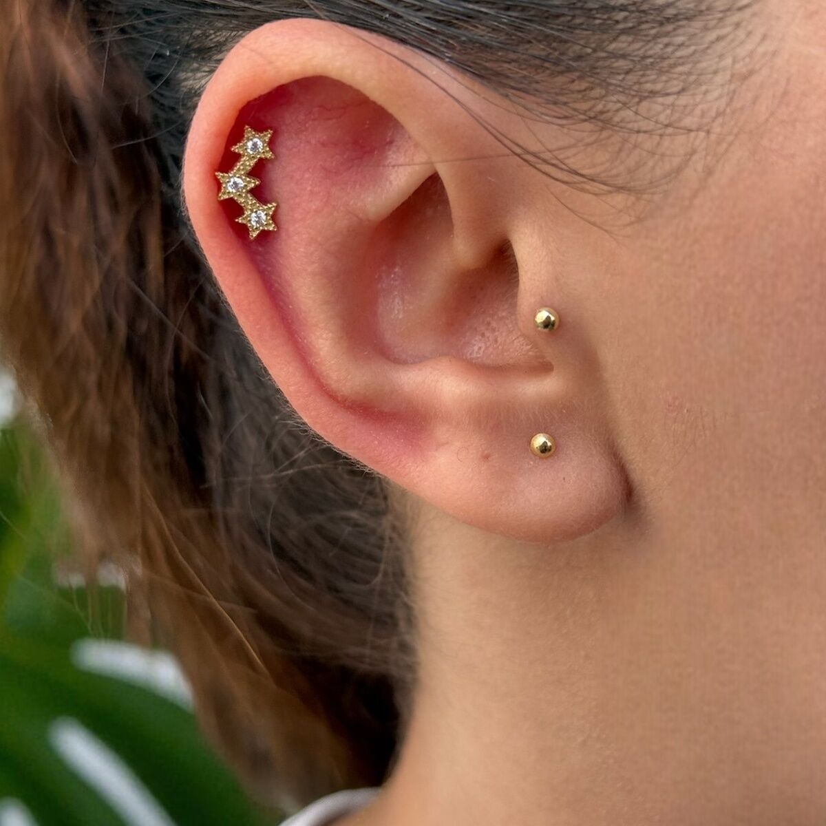 14 AYAR ÜÇ YILDIZ TRAGUS VE HELİX KÜPE