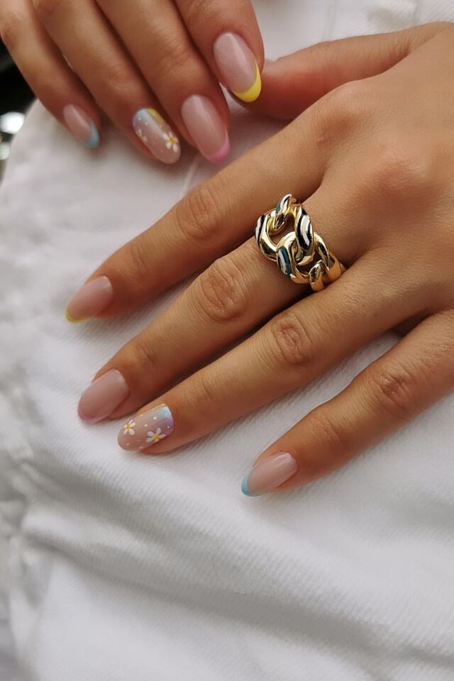 14 AYAR ÜSTÜ NAZAR MİNELİ HALKA HALKA ALTIN YÜZÜK 17