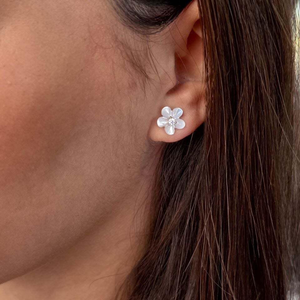 14 AYAR ÖZEL TASARIM SEDEF ÇİÇEK ALTIN KÜPE