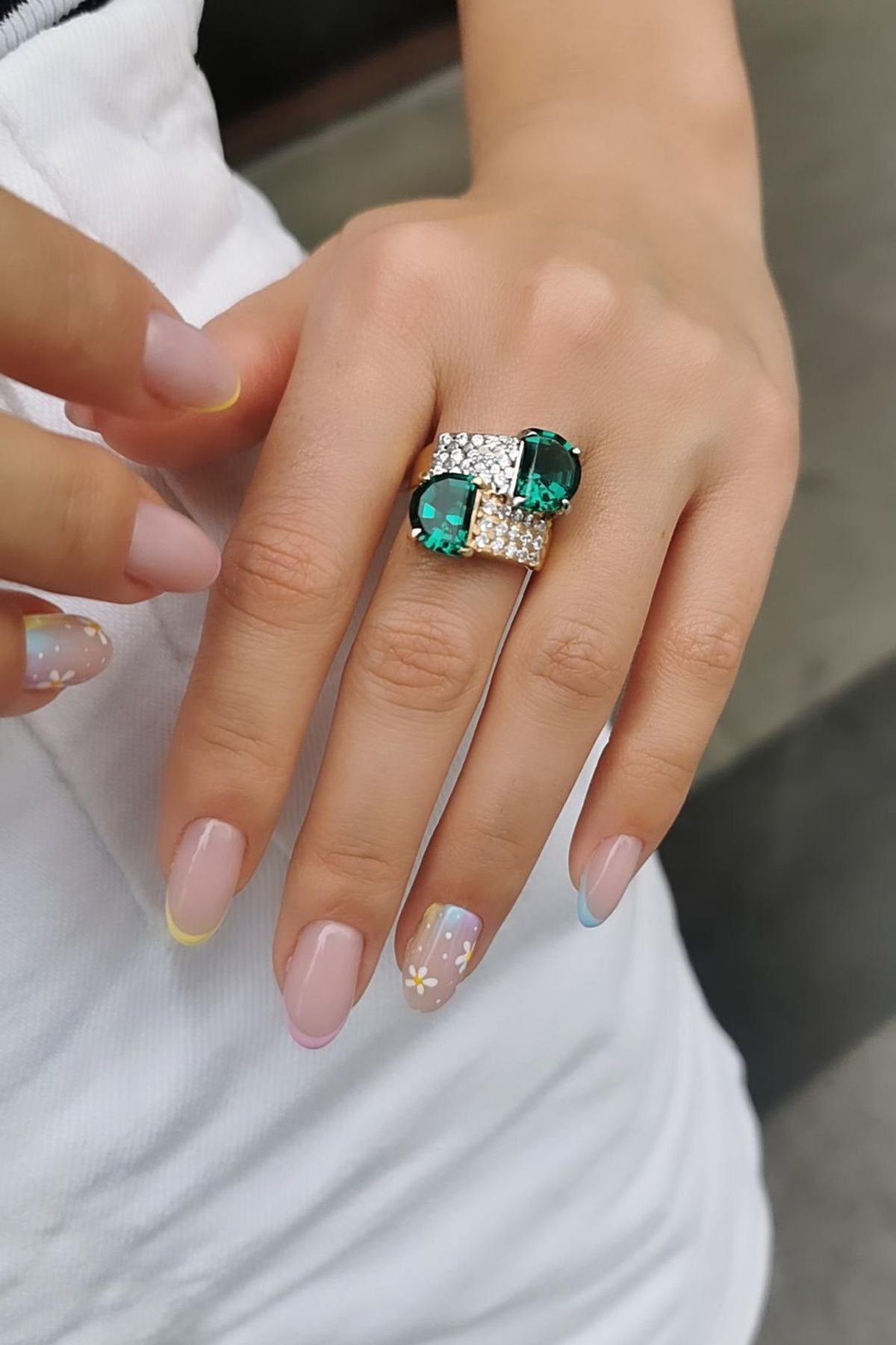 14 AYAR YEŞİL TAŞLI İTALYAN ALTIN YÜZÜK 19