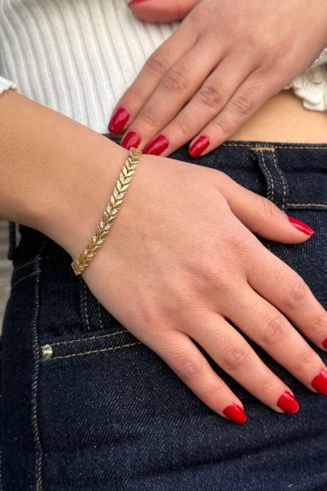 14 AYAR BAŞAK MODELİ ALTIN BİLEKLİK